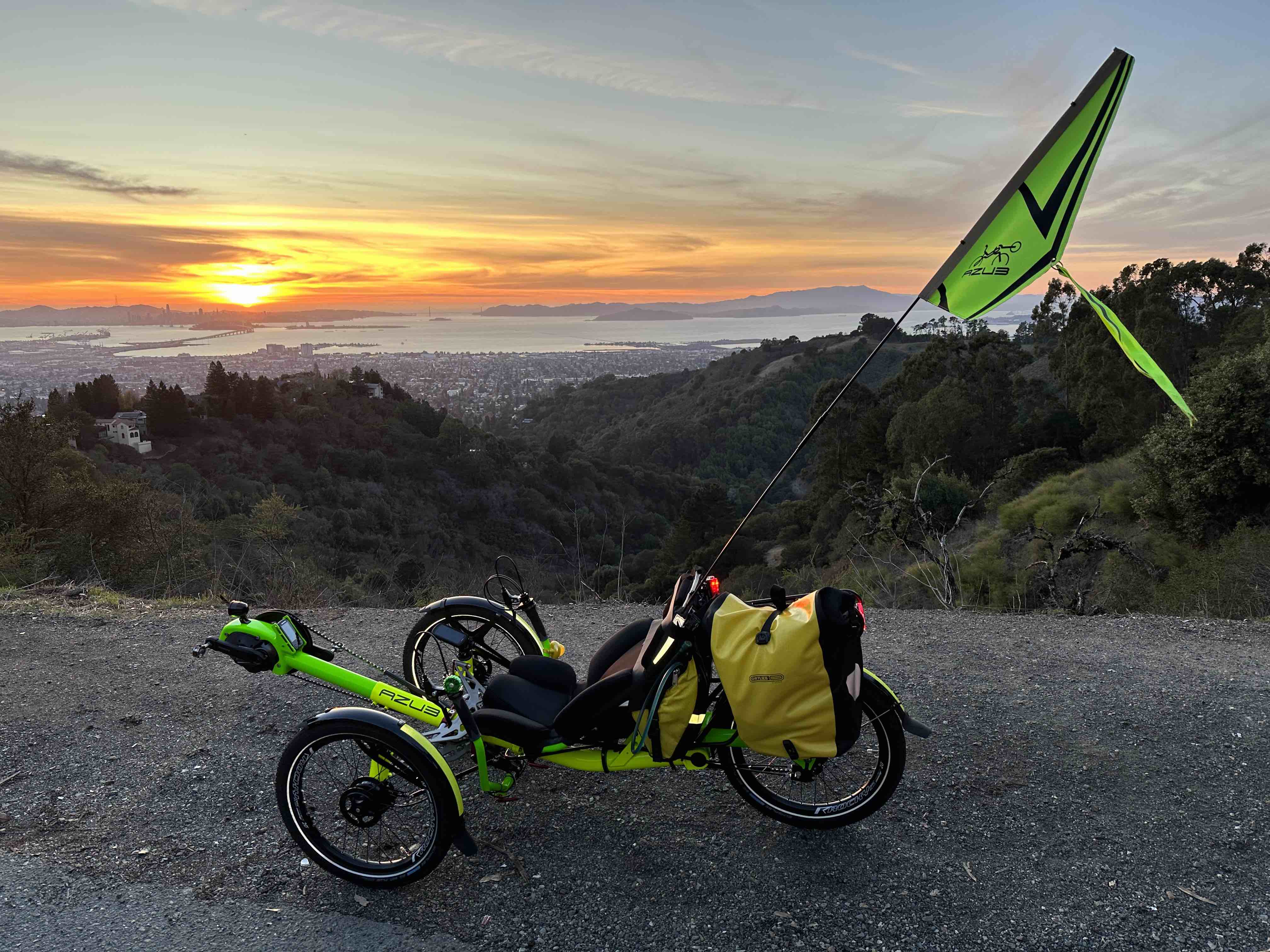 [Zach's photo of Azub Ti Fly 20 at viewpoint on Grizzly Peak Boulevard at sunset]